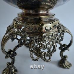 Antique Silver Tilting Tea Kettle with Warmer and Stand