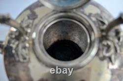 Antique Silver Tilting Tea Kettle with Warmer and Stand