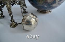 Antique Silver Tilting Tea Kettle with Warmer and Stand