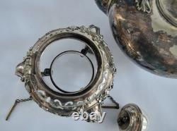 Antique Silver Tilting Tea Kettle with Warmer and Stand