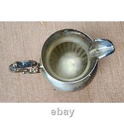 Antique Silver on Copper Tea Set 6-Piece Ornate Victorian Style Vintage Coffee