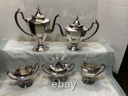 Antique Silver plated Tea & Coffee 5 Pc Set Reed & Barton #3690 1890-1919