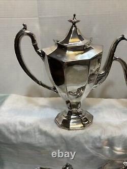 Antique Silver plated Tea & Coffee 5 Pc Set Reed & Barton #3690 1890-1919