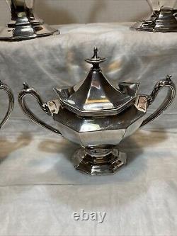 Antique Silver plated Tea & Coffee 5 Pc Set Reed & Barton #3690 1890-1919