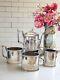 Antique Silverplate Goat Greek Key 4 Pcs Tea Set Reed & Barton Monogram Rare