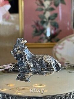 Antique Silverplate GOAT Greek Key 4 Pcs Tea Set Reed & Barton Monogram RARE