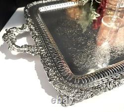 Antique Silverplate Serving Tea Tea Silver plate Wilcox Vintage Butlers Tray