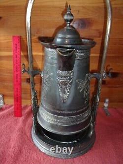 Antique Simpson Hall Miller Quadruple Silver Plate Tipping Tea Coffee Pot kettle