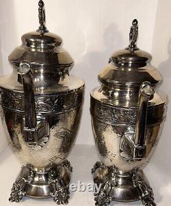 Antique Simpson Hall & Miller Treble Plate Coffee and Tea Pots C1877. 11.5&12 T