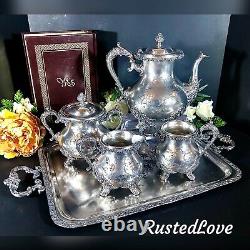 Antique Standard Silver Co Tea Coffee Set / Tray Victorian 5 pcs. Circa 1900