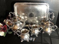 Antique Standard Silver Co Tea Coffee Set / Tray Victorian 5 pcs. Circa 1900