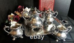 Antique Standard Silver Co Tea Coffee Set / Tray Victorian 5 pcs. Circa 1900