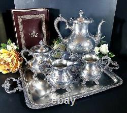 Antique Standard Silver Co Tea Coffee Set / Tray Victorian 5 pcs. Circa 1900