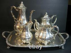 Antique TB&S Thomas Bradbury & Sons Chased Sheffield Silverplate Tea/Coffee Set