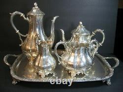 Antique TB&S Thomas Bradbury & Sons Chased Sheffield Silverplate Tea/Coffee Set