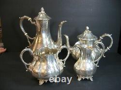 Antique TB&S Thomas Bradbury & Sons Chased Sheffield Silverplate Tea/Coffee Set