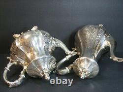 Antique TB&S Thomas Bradbury & Sons Chased Sheffield Silverplate Tea/Coffee Set