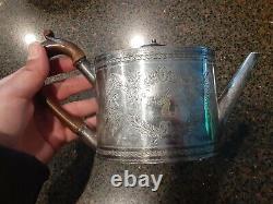Antique Tea Pot Lambert Coventry 19th c Silver Plate Vintage RARE See Pictures