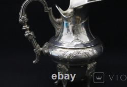 Antique Tea Pot Silver Plated Metal Roux Marquand Kettle Bowl Creamer France 20c