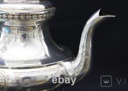 Antique Tea Pot Silver Plated Metal Roux Marquand Kettle Bowl Creamer France 20c