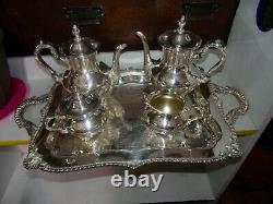 Antique Tea Service Set. 5 Pieces Silver Plated