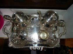 Antique Tea Service Set. 5 Pieces Silver Plated