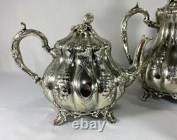 Antique Tea Set SHAW & FISHER Silver plate ORNATE circa 1860 SHEFFFIELD Beauty