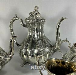 Antique Tea Set SHAW & FISHER Silver plate ORNATE circa 1860 SHEFFFIELD Beauty