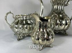 Antique Tea Set SHAW & FISHER Silver plate ORNATE circa 1860 SHEFFFIELD Beauty