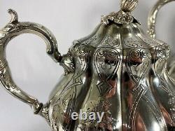 Antique Tea Set SHAW & FISHER Silver plate ORNATE circa 1860 SHEFFFIELD Beauty