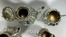 Antique Tea Set SHAW & FISHER Silver plate ORNATE circa 1860 SHEFFFIELD Beauty