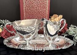 Antique Tea Set Silver Plated Reed and Barton Samovar Embossed Trays 5 Pc Set