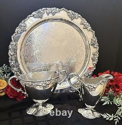 Antique Tea Set Silver Plated Reed and Barton Samovar Embossed Trays 5 Pc Set