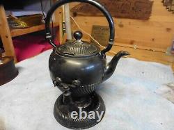 Antique Tea pot and warmer WILCOX Quadruple Silver plate pewter 1800's