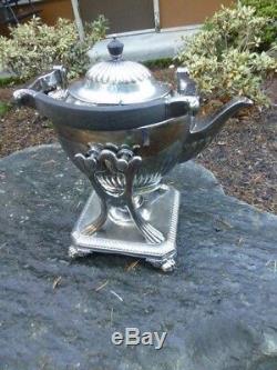 Antique Tiffany & Co. Antique tilting Tea-pot with Burner and Lions paws feet