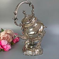Antique Tilting Tea Pot w Warmer by International Silver #St James, Silverplate