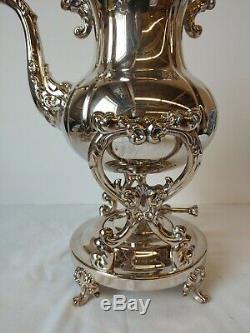 Antique Towle Silverplate Tilting Swinging Coffee Tea Server Pot on Warmer Stand