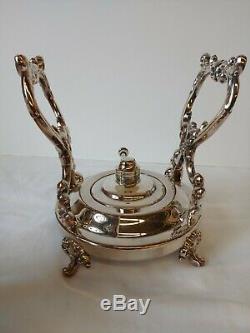 Antique Towle Silverplate Tilting Swinging Coffee Tea Server Pot on Warmer Stand