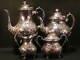 Antique Turton Embossed Chased Silver Rococo Tea Set Coffee Pot Service Pitcher
