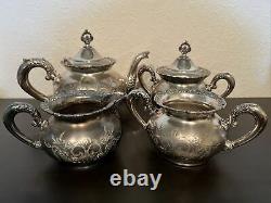Antique VAN BERGH Quadruple Plate Silver 4 Piece Tea Coffee Set Rochester NY 468