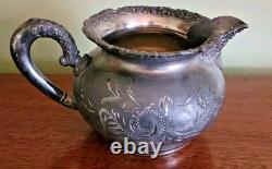 Antique Van Bergh Quadruple Silverplate Tea Set 4 Pc Pat. 1898 Rococo Style