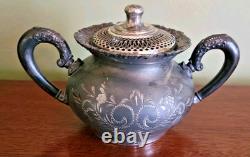 Antique Van Bergh Quadruple Silverplate Tea Set 4 Pc Pat. 1898 Rococo Style