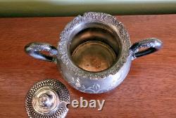Antique Van Bergh Quadruple Silverplate Tea Set 4 Pc Pat. 1898 Rococo Style