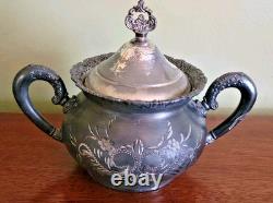 Antique Van Bergh Quadruple Silverplate Tea Set 4 Pc Pat. 1898 Rococo Style
