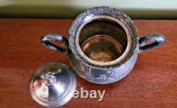 Antique Van Bergh Quadruple Silverplate Tea Set 4 Pc Pat. 1898 Rococo Style