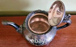Antique Van Bergh Quadruple Silverplate Tea Set 4 Pc Pat. 1898 Rococo Style