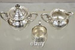 Antique Van Bergh Silver Plate Victorian Tea Serving Set 3 Pc Set