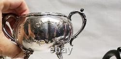 Antique Victoria Silver TEASET (1) Teapot (2)Coffee Pots, Sugar & Creamer
