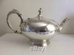 Antique Victorian 4 Piece Ornate Silver Plate Tea Set James Dixon & Sons