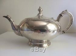 Antique Victorian 4 Piece Ornate Silver Plate Tea Set James Dixon & Sons